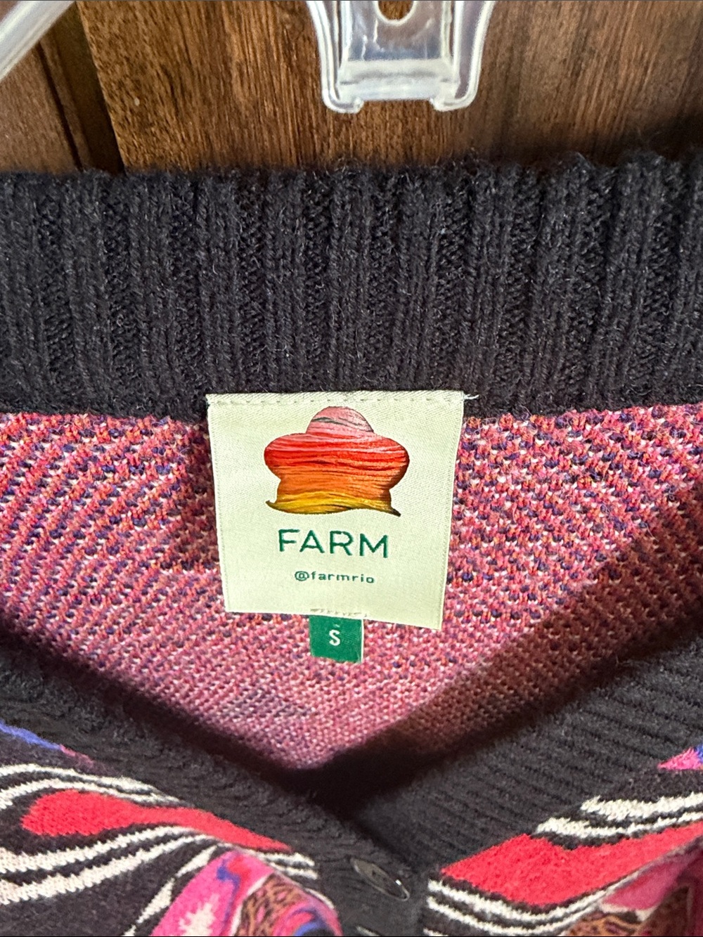 FARM Rio Black Multicolor Heart & Mushroom Knit Cardigan - Picture 2 of 6
